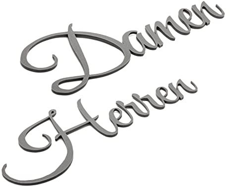Damen & Herren Türschild Set Schriftzug Toilettenschild Selbstklebend Grau