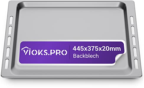 Vioks.pro Backblech 445 x 375 x 20 mm Ersatz für Whirlpool 481241838127 Backblech Aluminium Blech Backofen 45 cm Breit Backofen Baking Tray Oven Tray