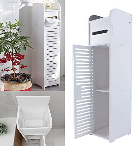 YouseaHome Bathroom Storage Unit Slimline Wooden Bathroom Floor Cabinet, PVC Waterproof Multipurpose Cabinet for Home Office Store Toilet Paper, Cupboard Bathroom Cabinets Free Standing(H32'')