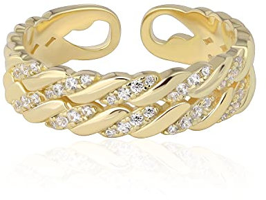 925 Sterling Silber Daumenring für Frauen zierlicher stapelbarer Goldring handgefertigt Twist Stapelring Freundschaftsring (Gold)