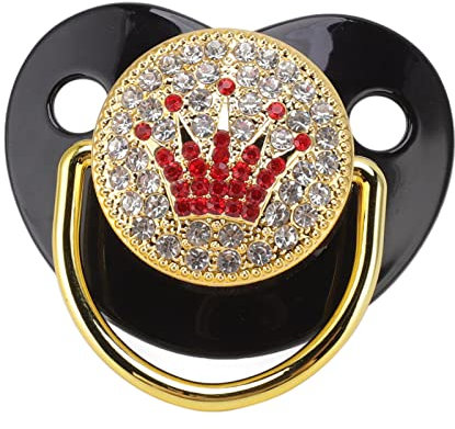 Ciuccio per Neonati, Ciuccio Neonato in Silicone Dal Design Curvo Leggero e Morbido con Clip per Neonati di 6-18 Mesi (Nero)