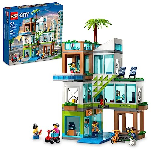 Hikyskin LEGO My City Apartment Building 60365 Toy Set with Connecting Three Floor Room Modules, Includes a Mobility Scooter, Bike and 6 Minifigures for Imaginative Role Play, Fun Gift Idea for Kids