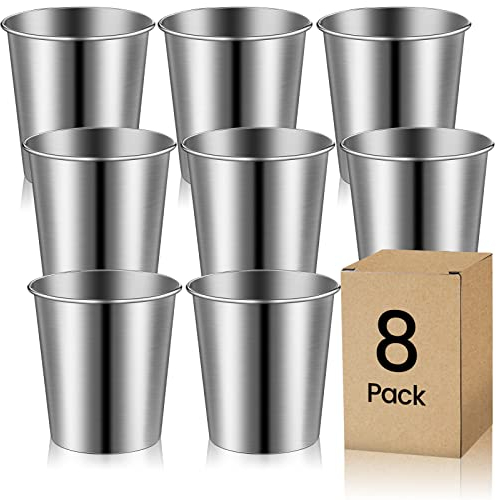 8 Stück Edelstahlbecher, 260ml Edelstahl Schnapsgläser Set, Stapelbar Trinkbecher Schnapsbecher Metallbecher Bierkrüge Edelstahl Tassen, Partybecher für Geburtstage, Picknick, Partys, Hochzeiten
