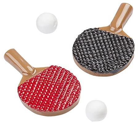 Miniatur Tischtennisschläger mit 2 Bällen, 2x0,2x3,2cm, 1 Paar Hobbyfun