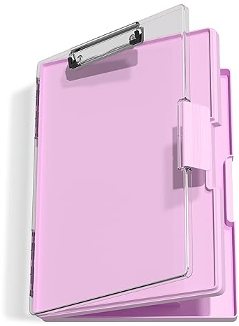 Hnogri Porte-bloc avec rangement, porte-bloc d'allaitement avec ouverture latérale, porte-bloc robuste avec boîte de rangement à double compartiment, écriture lisse pour le travail, Rose pâle