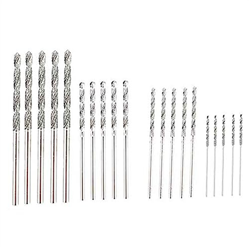 XiBany Juego de Brocas de Diamante, 20 Piezas, 4 tamaños, 1mm, 1,5mm, 2mm, 2,5mm, Punta giratoria, joyería, Playa, mar, Conchas de Cristal, Piedras Preciosas, lapidario