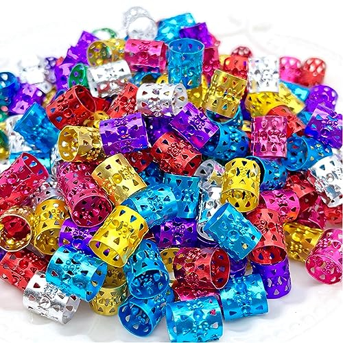 200 Pcs 7 Couleurs Tressage De Cheveux Accessoire Cheveux, Perles Poignets En Métal Robustes Réglables Anneaux Tresse Tresses Décorations