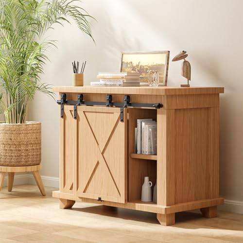 BONIKLUBA 91.5cm Mini Binario per Porta Scorrevole Kit Porta Scorrevole per Bypass Doppia Porte (senza ante dell'armadio)