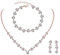 FDEETY Jewelry Set for Women Rhinestone Necklace Bracelet Dangle Earrings Set Bridal Wedding Jewelry Prom Costume Accessories (Rose Gold)