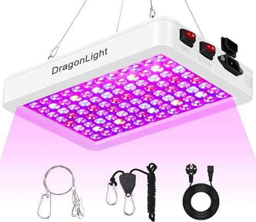 2024 BW1000 lampada per piante a LED spettro completo con UV IR, doppio chip LED Grow lampada con cavo da 3 metri per serra e piante da interno, ortaggi e fiori [bianco]