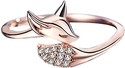 Bague en or plaqué argent délicat Bague mignonne en or rose Animal Bague en diamant micro animal Bague pour femme Bague en renard Bague en diamant micro animal, VF1447 Bien géré
