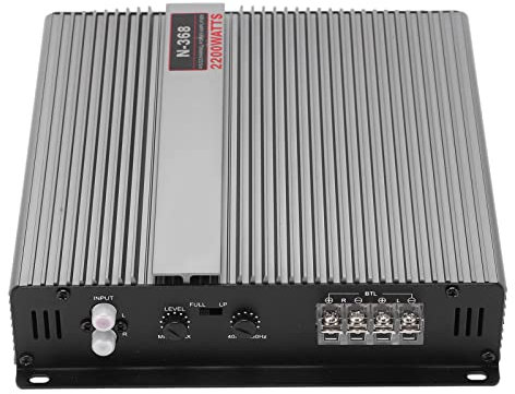Amplificateur de Voiture, 12V 2200W Silver Amplificateur Stéréo de Voiture Universel Amplificateur de Subwoofer Audio pour Automobile