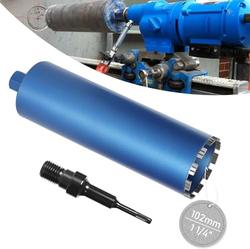 Couronne de forage diamantée pour carotteuses avec 10 mm Turbo, L 460 mm | Ø 102 mm | Adaptateur SDS-PLUS | 1 ¼ UNC | Carotteuse à eau / couronne de forage à sec soudée au laser pour béton, granit,
