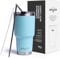 Product Armor - 900 ml Premium Stainless Steel Tumbler and Straws - Vacuum Insulated, iced Coffee Tumbler, Gym Bottle, Water Bottle Stainless Steel, Insulated Water Bottle (Aqua Blue)