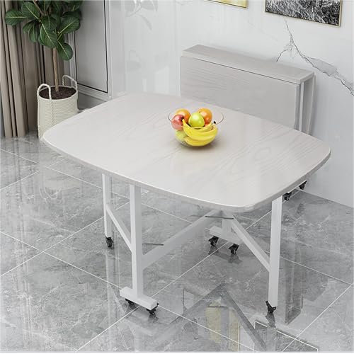 Drop Leaf Esstisch für Küche Esszimmer | Klappbarer Küchen-Esstisch | Massivholz Weiß Tisch | Multifunktionaler Transformator Tisch für Esszimmermöbel Holz Esstisch