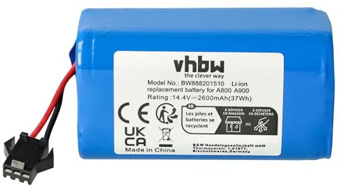 vhbw Akku kompatibel mit Coredy R650, R300, R3500, R500+, R3500S, R580, R600 Saugroboter (2600 mAh, 14,8 V, Li-Ion)