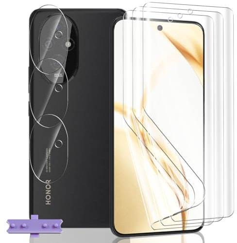 Yieehhow [3+3 Pièces] Protection D'écran pour Honor 200 5G, HD Souple TPU Film et Verre Trempé Protecteur D'objectif Caméra, Anti-Rayures, Protection Écran Flexible pour Honor 200 5G