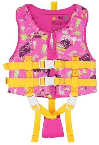 Chaleco de natación de Neopreno para niños, Traje de baño para niños y niñas, Traje de baño de Entrenamiento de natación con Correas de Seguridad Ajustables, Rosa/M(4-6 años)