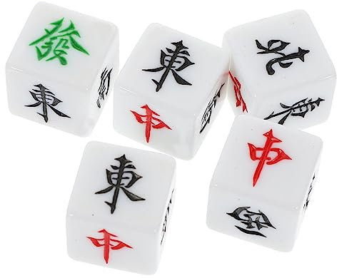 DRESSOOS Mahjong Würfel Acryl 22mm 5 Stück Spielwürfel Windrichtungswürfel Für Brettspiele Zuhause Party Unterhaltung
