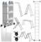 Lospitch 4x3 Mehrzweckleiter, 360cm 7 in 1 Multifunktionsleiter mit 2 plattform, Aluminium Vielzweckleiter mit 2 Transport Rollen bis 150 kg, Arbeitsleiter 12 Stufen, Silber