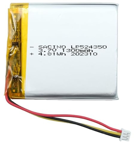 efaso Akku 3,7V Verschiedene Kapazitäten (mAh) & Verschiedene JST PH Stecker - Akkus kompatibel mit Dash Cams/Lautsprecher/Headset/Tastatur/Maus usw. (524350-3,7V 1300mAh JST PH1.25-3P Stecker)