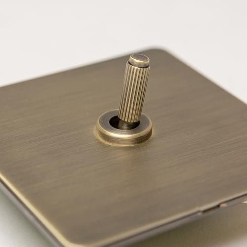Antique Brass Straight Knurled Switches and Sockets (1 gang 2 way Toggle)