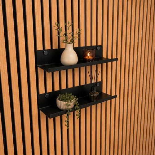 Vleugel Wandregal für Akustikpaneele, 34,4 cm breit, Metall, ohne Bohren, 2-Pack