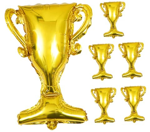 Milisten 6pcs 23,58 Zoll Gold Champion Folienballons Meisterschaft Folie Trophäe Balloons Basketball Fußball Fußball Jubiläumsgeburtstagsfeier Dekorationen