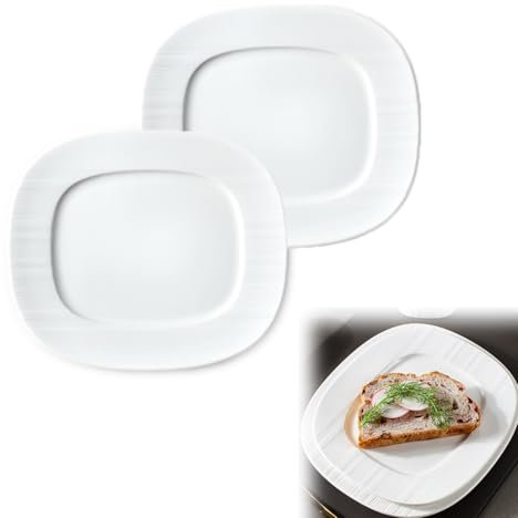 SHZMJL Lot de 2 assiettes carrées de 24,1 cm en porcelaine blanche pour salade, dessert, pâtes, steak