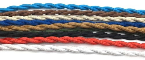 il filo, Stile Cavo elettrico intrecciato Stile decorativo Cavo lampada tessile(White,5Meter 18 AWG)