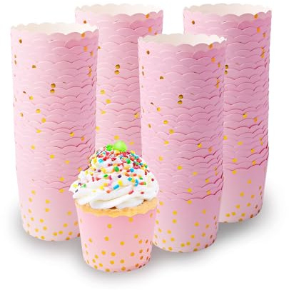 100 Stück Muffinförmchen Papier Mini Muffin Papierförmchen Cupcake Förmchen Muffins Papierförmchen für Hochzeiten Geburtstag Party (Rosa)