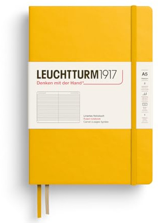 LEUCHTTURM1917 373987 Notebook Medium (A5), Hardcover, 251 Numbered Pages, Sunflower, Ruled