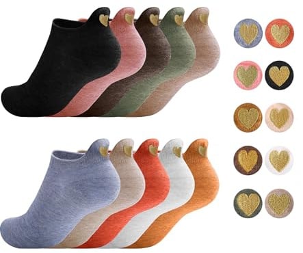 Sneaker Socken Damen 39-42 Socken Damen 35-38 Gute Laune Socken | 10 Paar für Sneaker Damen, Bunte, Baumwolle, Fersen Motiv Stickerei, Geburtstag, Weihnachten, Muttertag, Valentinstag