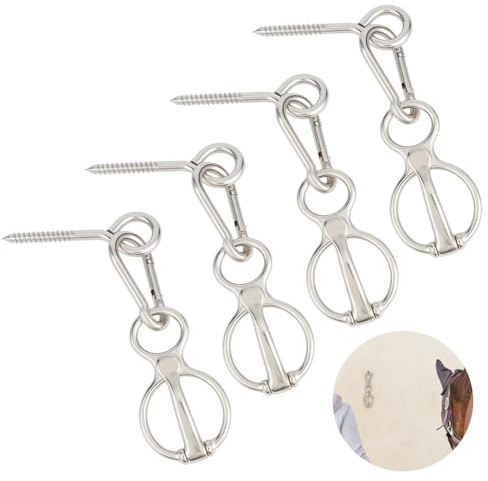 BENECREAT 4 Sets Platin Pferde Tie Ring, Legierung Pferdezubehör und Versorgungsgüter, Pferdebefestigungsring mit Ösenbolzen und Schnallen für Ställe Scheunen Kutschen Weide Trail Show Grounds