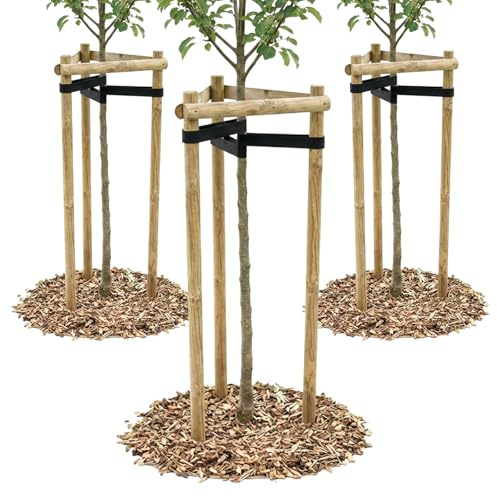 VOSS.garden 3X Baumstützen Set 160cm, Baumpfahl, Dreibock, Baumbefestigung, Baumschutz, Rankhilfe, Baumanbindung