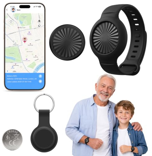 Traceur GPS Enfant Compatible iOS et Android,GPS Enfant sans Abonnement,Historique des Trajets sur 7 Jours,Étanchéité IP67,avec Bracelet en Silicone,Convient aux Enfants/Personnes âgées/Voitures/Clés
