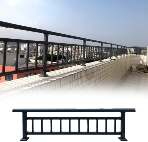 Steel Railing Outdoor Pickets for Wall Extender, Flat Fence Topper Privacy Extender Kit for Porch/Balcony, Temporary Anti Climb Fence Extension for Top(125x55cm/49x22in)