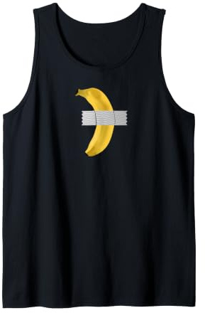 Bananen-Tape, Künstler, Bananenkanal, geklebt, bedeutet lustiges Wortspiel Tank Top