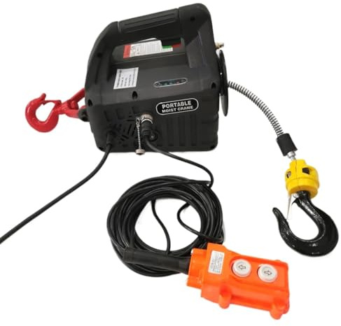 Grues d'atelier Treuil électrique à câble 500kg 1100lbs avec télécommande sans fil 110V/220V | Treuil de levage électrique | Outil de levage de grue portable(110V)
