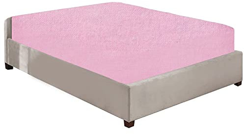 Niys Luxus-Bettwäsche, Spannbettlaken aus 100 % gebürstetem Baumwollflanell, extra tief (40 cm), für Super-Kingsize-Bett, Rosa