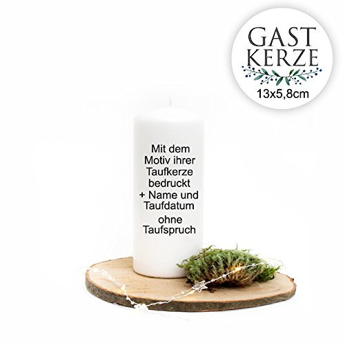 Gastkerze zur Taufe oder Geburt Kommunionkerze mit Taufkerzen-Motiv Namen Datum WKNG ilka parey wandtattoo-welt®
