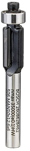 Bosch 1 fraise à affleurer PRO avec roulement à billes de guidage inférieur (pour bois tendre, bois dur, Ø 9,5 mm, accessoire professionnel, fraise à main, fraiseuse à bord)