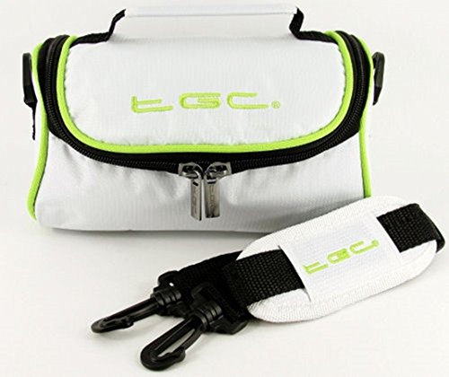 Samsung NX3000, NX mini Camera Case Bag by TGC ® with shoulder strap and Carry Handle (Cool White With Electric Green Trims)