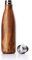 KAV Bouteille d'eau isotherme en acier inoxydable anti-fuite à double paroi pour garder les boissons froides pendant 24 heures et chaudes pendant 12 heures, 500 ml (bois marron)