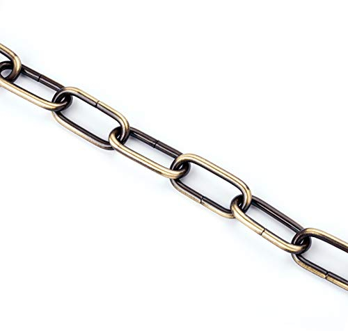 ORION LIGHTSTYLE Lampenkette für Kronleuchter, 1 m, (47 x 20 x 4 mm) - Leuchtenkette bis 12 kg Traglast, Zierkette aus Messing, dekorativ, antik, patina fume