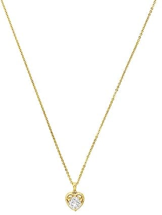 Amor Kette mit Anhänger 925 Sterling Silber Damen Halsschmuck, mit Zirkonia synth., 45 cm, Gold, Herz, Kommt in Schmuck Geschenk Box, 2022292