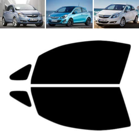 Passgenaue Tönungsfolie für-Opel Corsa D 3-Türen 2007-2013 - Vordere Seitenscheiben (35% Mittelschwarz)
