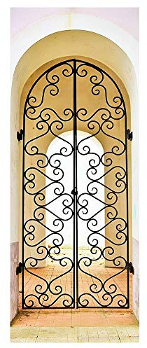 oxiang 3D Türaufkleber Eisentür Selbstklebendes Wandbild Home Decoration Art Decal Schlafzimmer Wohnzimmer Abnehmbares Poster TüRaufkleber -77 x 200 cm