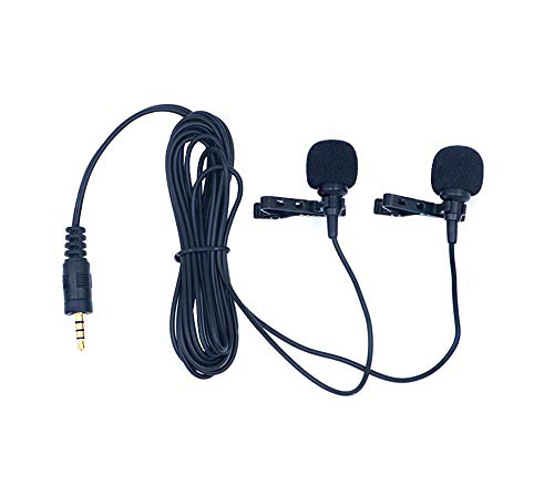 ANCLLO Micrófono de Solapa de micrófono Dual Lavalier-Micrófonos Profesionale de Cuello para cámara de Smartphone Entrevista de Podcast en Vivo, Smartphones, PC, Tabletas, Equipos de Cámaras, etc