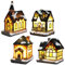 Weihnachtsdorf mit Beleuchtung Groß, Weihnachtsdorf Set mit LED, Weihnachtsdorf Beleuchtet Miniatur, Weihnachtsdeko Figuren Tisch Deko, Weihnachtsdeko zum Bau Chic Selber Machen (4Pcs C)